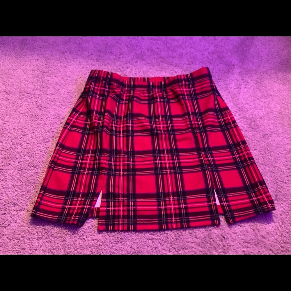 Red and Black plaid skirt